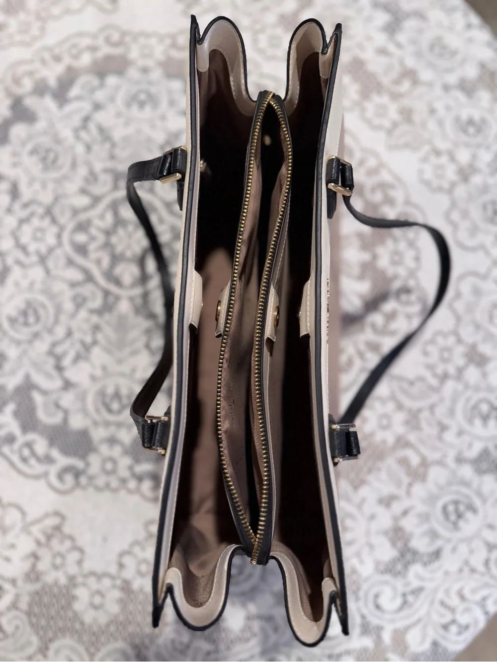 kate spade Two-Tone Blush Pink, White & Black Tote